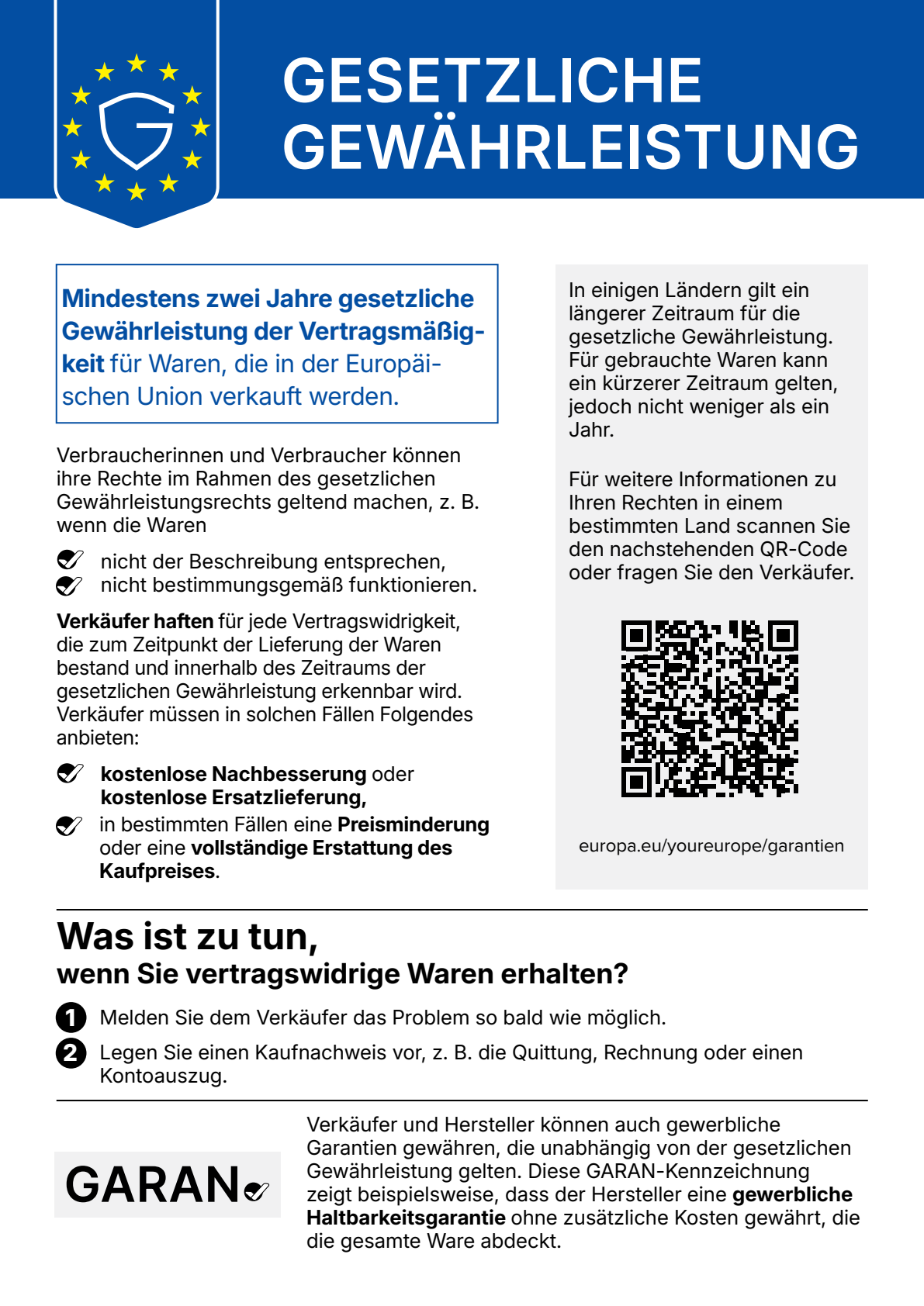 Offizieller EU-Hinweis zur gesetzlichen Gewährleistung