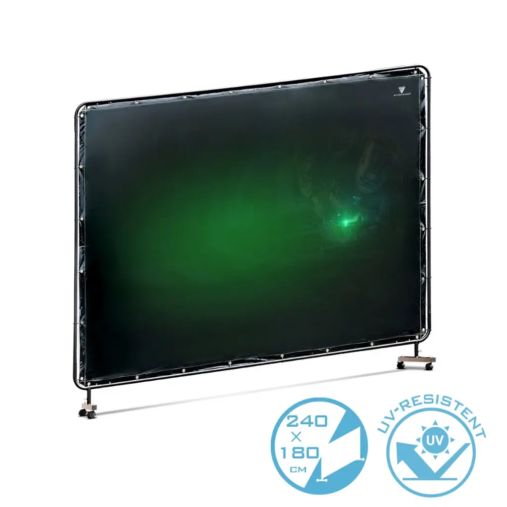 STAHLWERK Schweißerschutzwand UV-resistenter Schweißschutzvorhang 2,4m x 1,8m