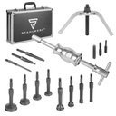 STAHLWERK Grundloch-Innenlager-Abzieher-Satz mit Gleithammer, 3 Adaptern und 10 Lager-Abziehern 16-teiliges Spezial-Werkzeug zum Abziehen von Innenlagern