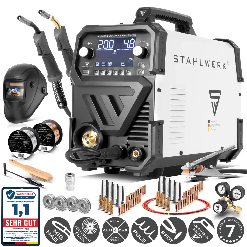 STAHLWERK Schweißgerät MIG MAG 200 Spot Puls Pro Digital Vollausstattung 200 A