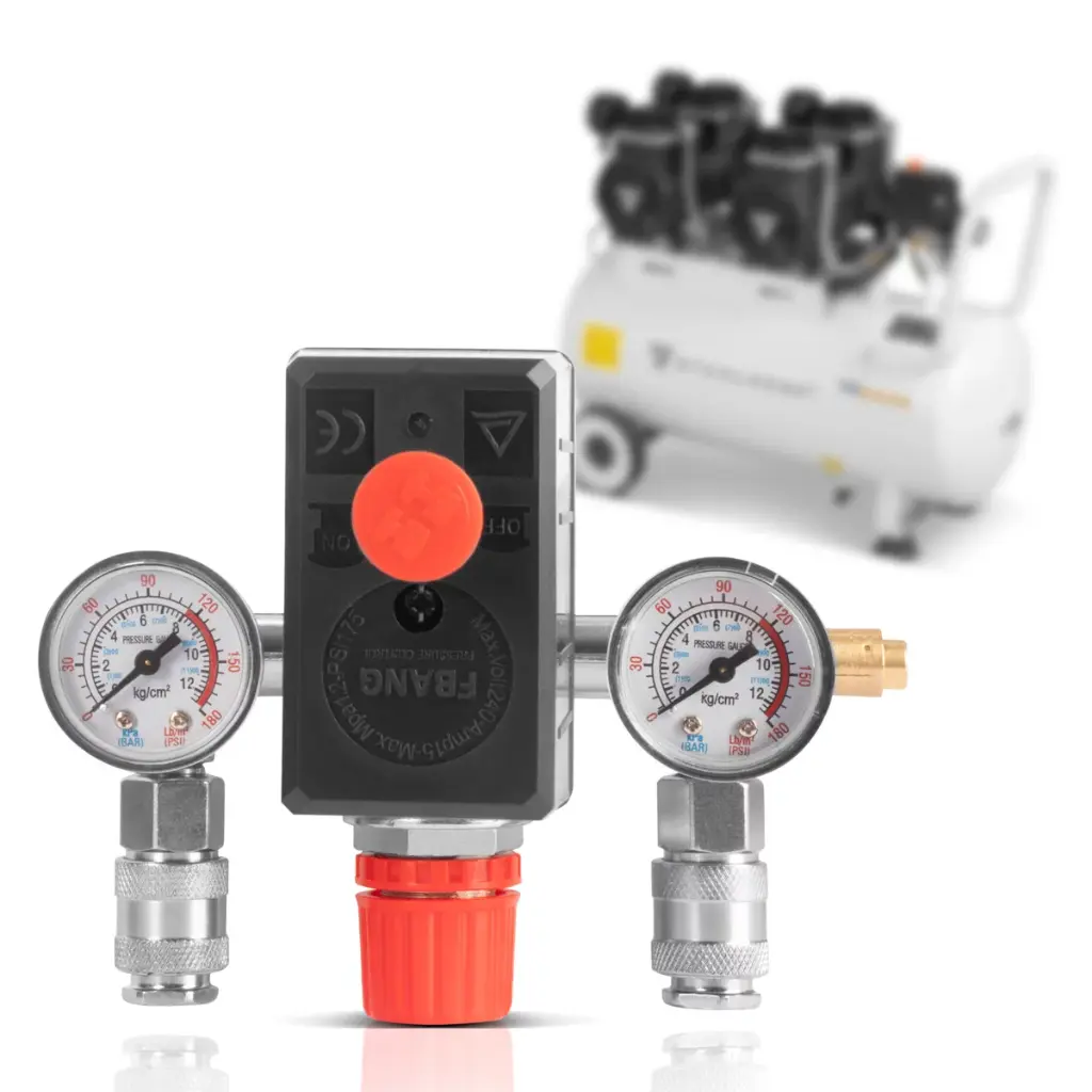 STAHLWERK Druckschalter DE-20 ST 0-8 bar mit Manometer und 2 Schnellkupplungen