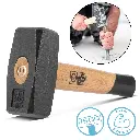 STAHLWERK Fäustel mit 1500 g Hammerkopf | Plattenhammer aus gehärtetem und lackiertem Carbon-Stahl | hochwertiger Hammer mit bruchfestem Hartholzstiel | TÜV + GS geprüft 