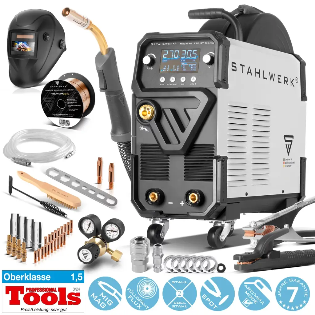 STAHLWERK Schweißgerät MIG MAG 270 Digital IGBT Vollausstattung 4-in-1 mit 270 A