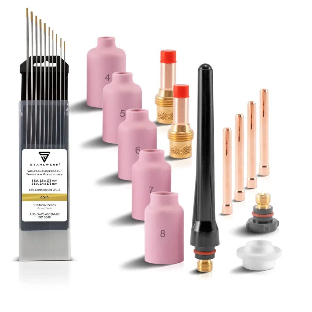 STAHLWERK WIG Gaslinsen Schweißzubehör Set 24-teilig