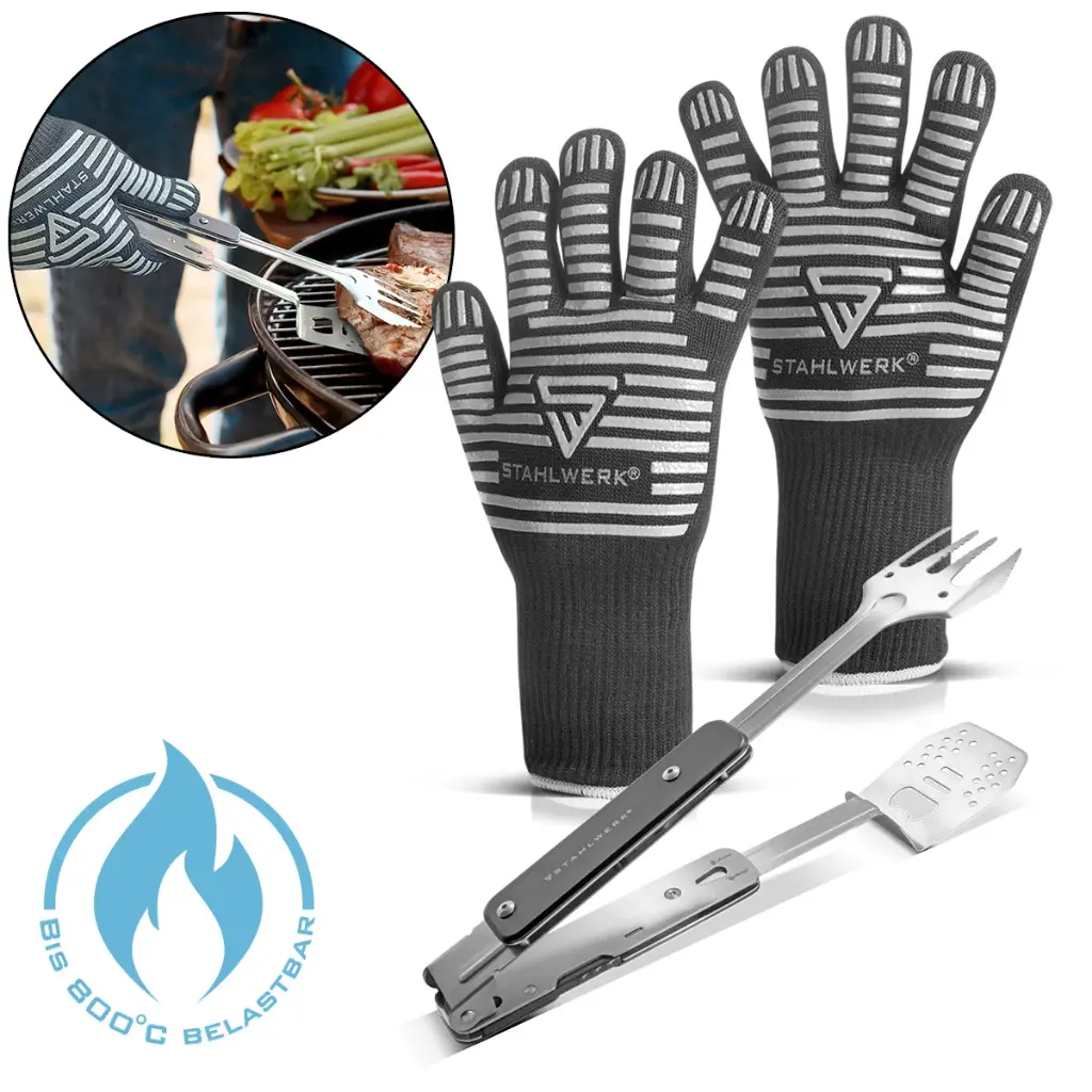 STAHLWERK Grill-Set mit 4-in-1 BBQ Multitool-Grillbesteck