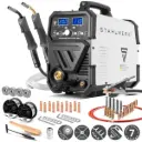 STAHLWERK MIG MAG 200 Puls Pro IGBT Schutzgas Schweißgerät Vollsynergisches 5 in 1 Kombigerät mit echten 200 Ampere inklusive AK25/MB25 Alu-Schweißbrenner, Verschleißteile-Set für Aluminium-Schweißen 