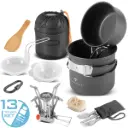 STAHLWERK Camping Kochgeschirr Alu Campinggeschirr Gaskocher Outdoor Set
