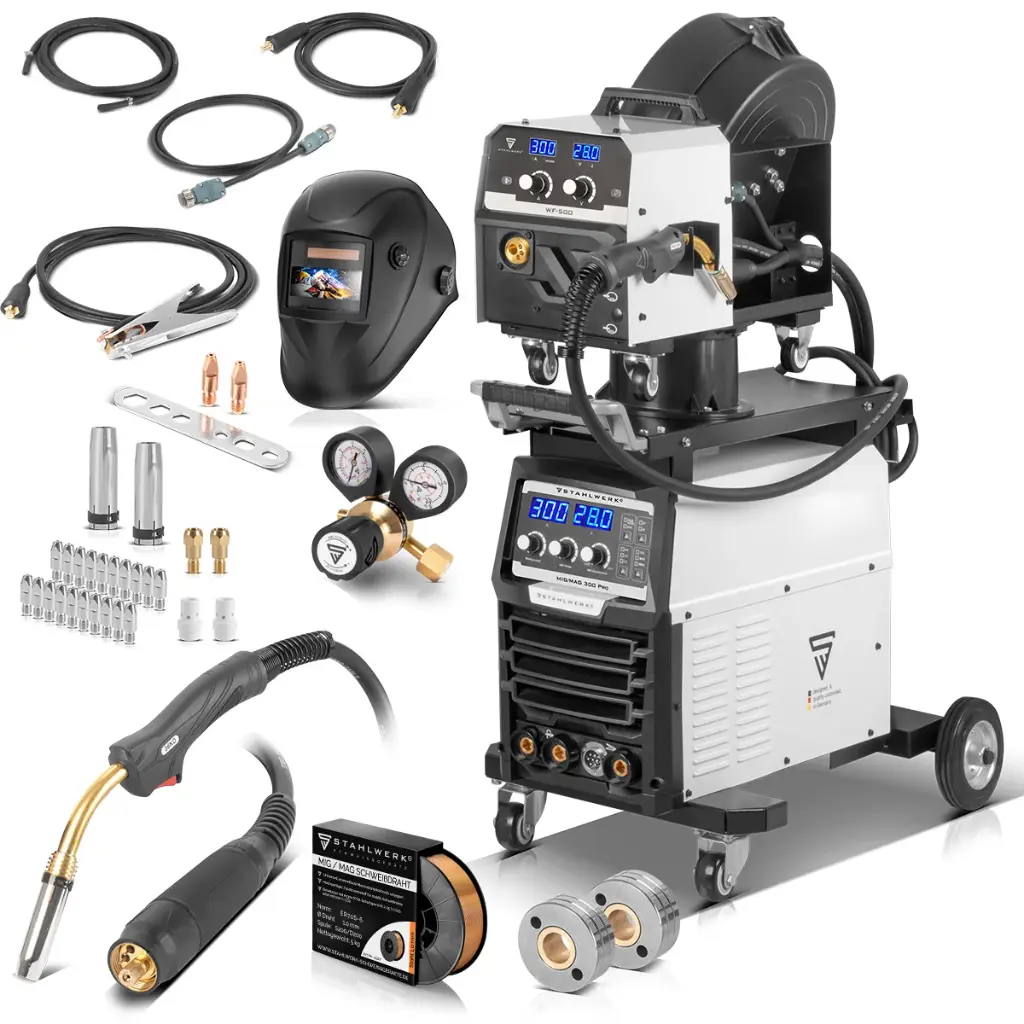 STAHLWERK Schweißgerät MIG MAG 300 Pro Vollsynergischer IGBT Vollausstattung