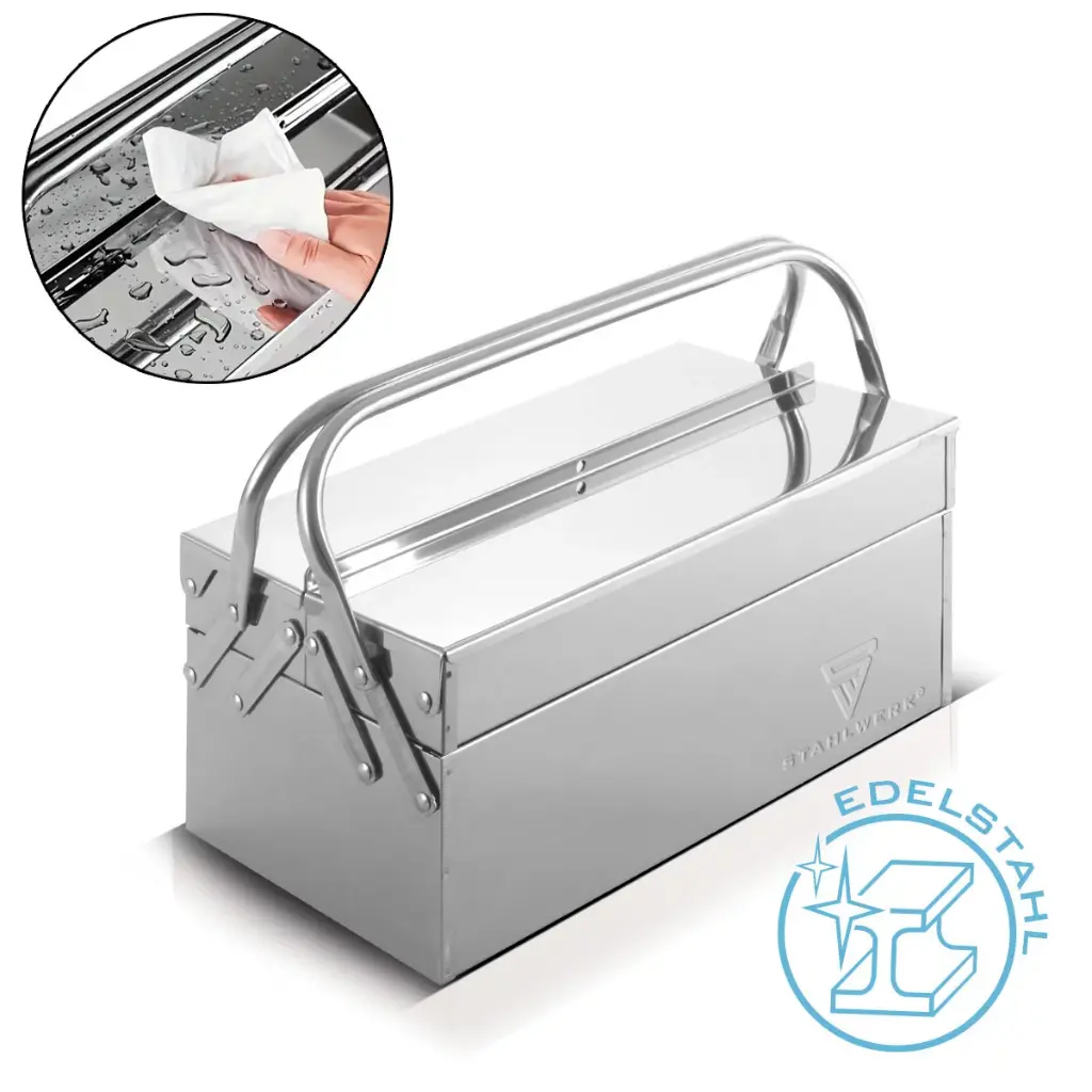 STAHLWERK Werkzeugkasten Edelstahl Werkzeugkiste leer Werkzeugbox