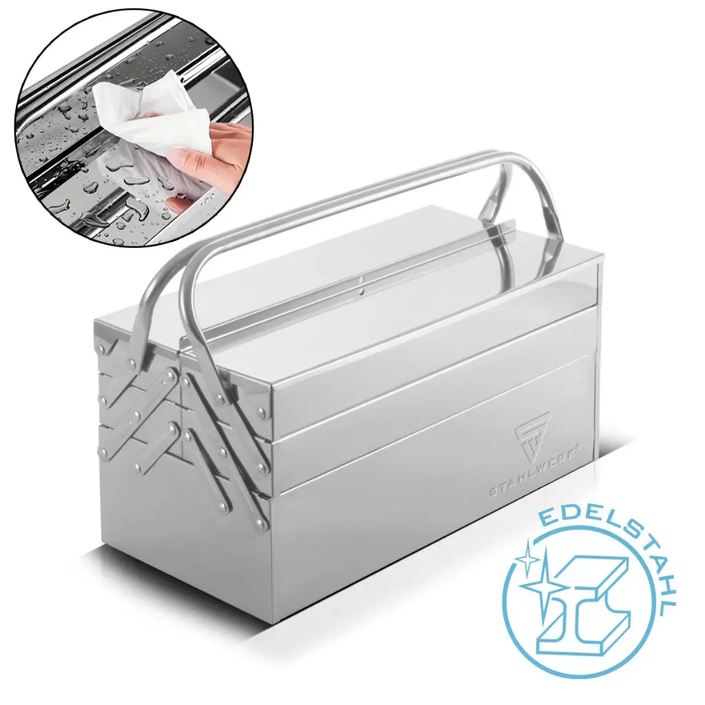 STAHLWERK Werkzeugkasten Edelstahl Werkzeugkiste leer Werkzeugbox