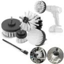 STAHLWERK Bürsten-Aufsatz 5er Set für Akkuschrauber und Bohrmaschinen, Reinigungs-, Polier- und Detailing-Bürsten mit Standard-Bit-Aufnahme inklusive Verlängerungs-Adapter