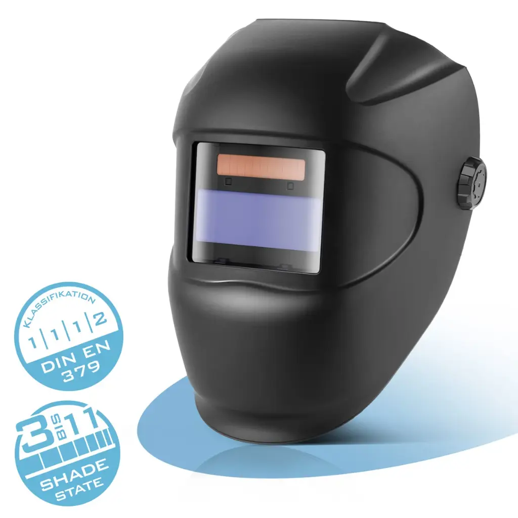 STAHLWERK Automatik-Schweißhelm ROOKIE | Robuster Schweißerhelm | Schweißschild | Schweißmaske | Verdunkelungsfilter zur automatischen Abdunkelung DIN 3 bis DIN 11 | Optische Klasse 1/1/1/2 