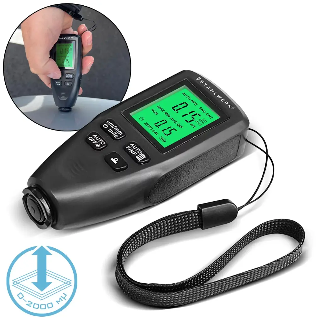 STAHLWERK Lackdickenprüfer KFZ Lackprüfmessgerät Schichtdickenmesser 0-2000 µm