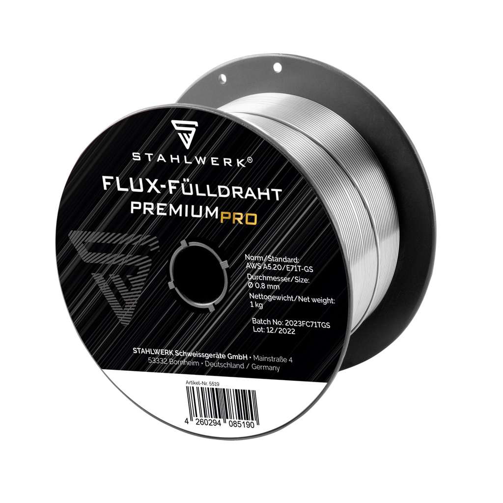 STAHLWERK Fülldraht FLUX E71T-GS 0,8mm 1 kg Drahtrolle D100 Schweißdraht MIG MAG