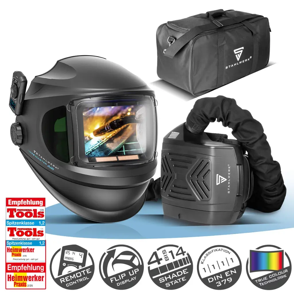 STAHLWERK Automatik Schweißhelm MASTER AIR Frischluftsystem TH3 Atemschutz PAPR