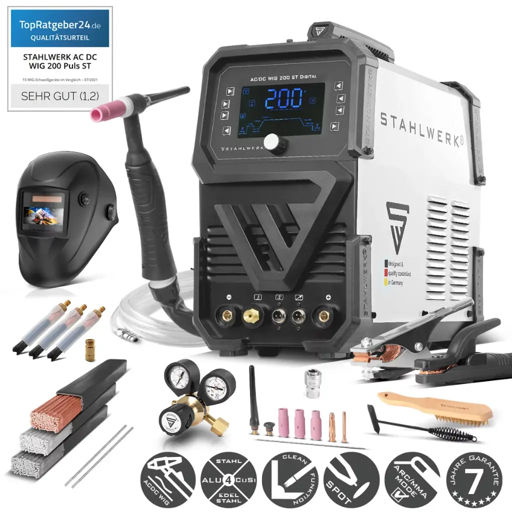 STAHLWERK Schweißgerät AC/DC WIG 200 ST Digital Kombischweißgerät 200 A Vollausstattung