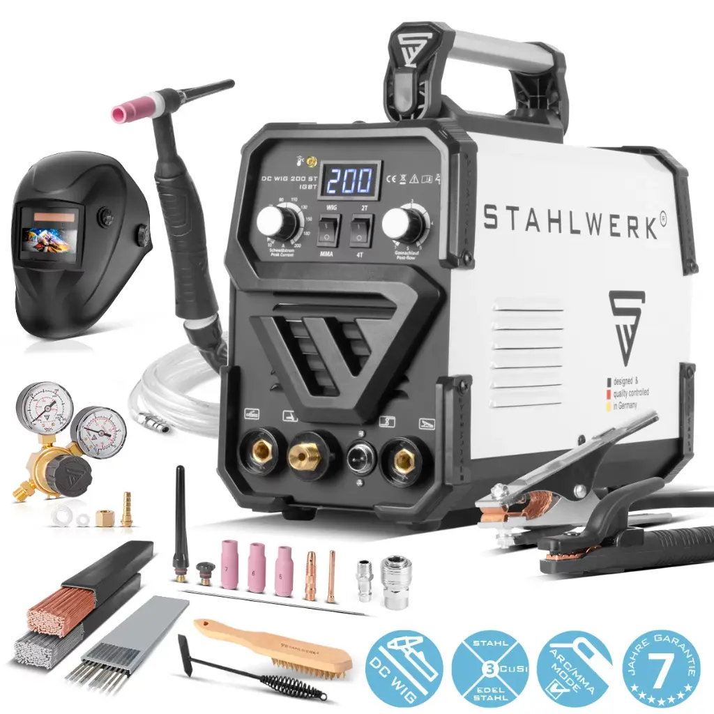 STAHLWERK Schweißgerät DC WIG 200 ST IGBT mit 200 Ampere und MMA E-Hand Vollausstattung
