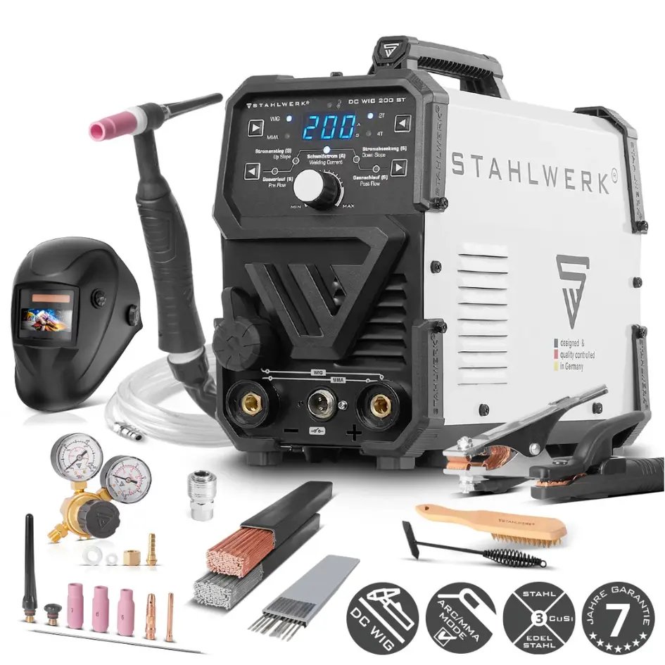 STAHLWERK Schweißgerät DC WIG 200 ST IGBT mit 200 Ampere und MMA E-Hand Vollausstattung