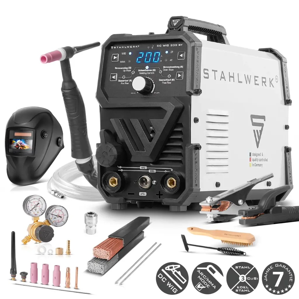 STAHLWERK Schweißgerät DC WIG 200 ST IGBT mit 200 Ampere und MMA E-Hand Vollausstattung