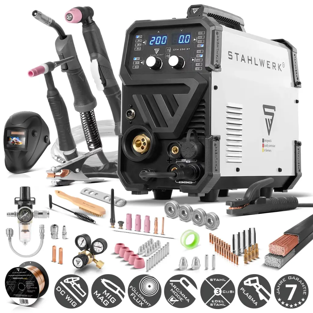 STAHLWERK 4 in 1 Kombi-Schweißgerät CTM-250 ST mit 200 A und 50 A Plasma-Funktion Vollausstattung