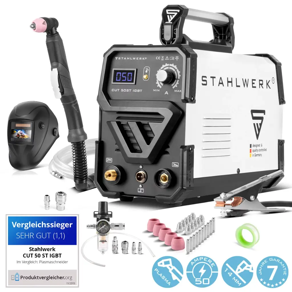 STAHLWERK Plasmaschneider CUT 50 ST IGBT Vollausstattung mit 50 Ampere, bis 14mm Schneidleistung