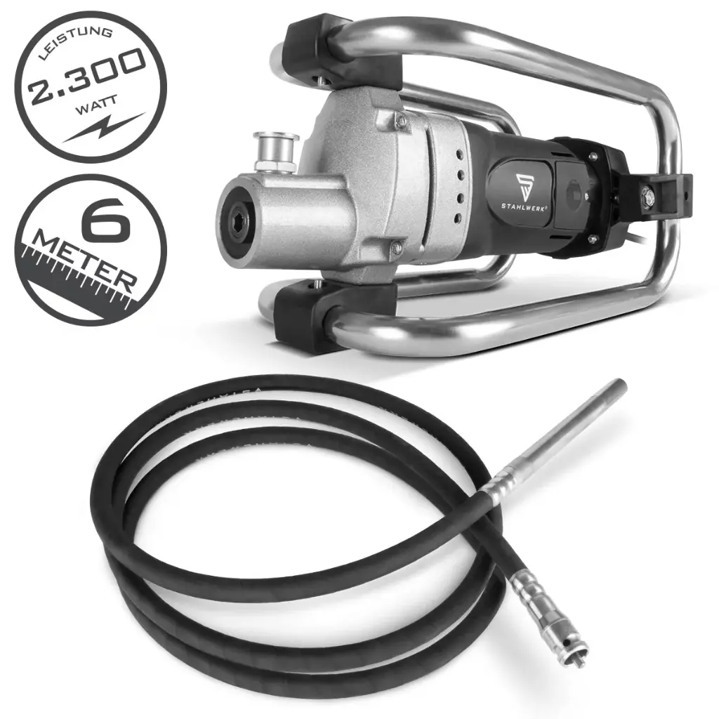 STAHLWERK BR-2300 Betonverdichter 2300W mit Rüttelflasche Ø 35m 600cm Schlauchlänge