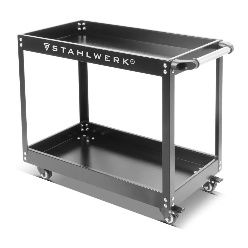 STAHLWERK Werkzeugwagen ST-575 Werkstattwagen | Rollwagen | Transportwagen | Montagewagen | Plattformwagen | Etagenwagen mit 2 Ladeflächen 