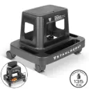 STAHLWERK Werkstatthocker MWH-135 ST | 135 kg Tragkraft | Rollbarer Werkstattsitz mit Lenkrollen und Innenfach | Leichter Werkstattstuhl | Robuster Werkstattrollhocker mit Ablagemulden 