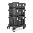 STAHLWERK Toolbox Set | 3 stapelbare Werkzeugkisten | Fahrbarer Werkzeug-Trolley mit Rollbrett | Flexibles Modul-System mit Sortimentsboxen | Mobile Werkzeugboxen mit Kleinteil-Organizern 
