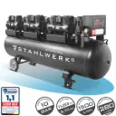 STAHLWERK Kompressor ST-2810 Pro mit 10 bar | 11,83 PS | 8,70 kW | 1500 l/min | 280 L Tank ölfreier Druckluft-Kompressor | Kolben-Kompressor | Silent-Kompressor | Flüster-Kompressor mit Brushless-Motoren 