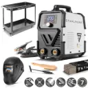 STAHLWERK Elektroden-Schweißgerät ARC 200 Synergic Pro mit 200 Ampere | Vollausstattung | Schweißhelm | Elektroden | Gerätewagen | Vollsynergisch | MMA/E-Hand | Lift-TIG Inverter | IGBT Technologie 
