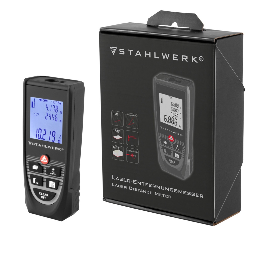 STAHLWERK Laser Entfernungsmesser LE-80 ST bis 80 m beleuchtetes LCD Display