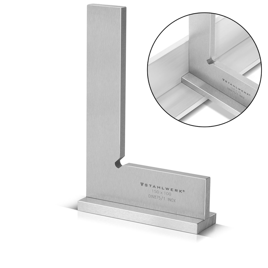 STAHLWERK Anschlagwinkel 90° 150 x 100 mm DIN 875/1 aus rostfreiem Edelstahl