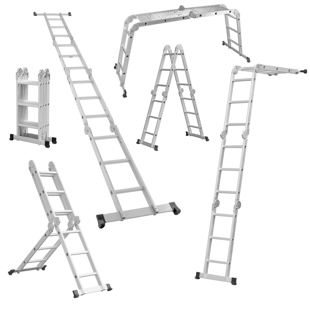 STAHLWERK Mehrzweckleiter ML-356 ST 150 kg Tragkraft, 3 in 1 Leitergerüst