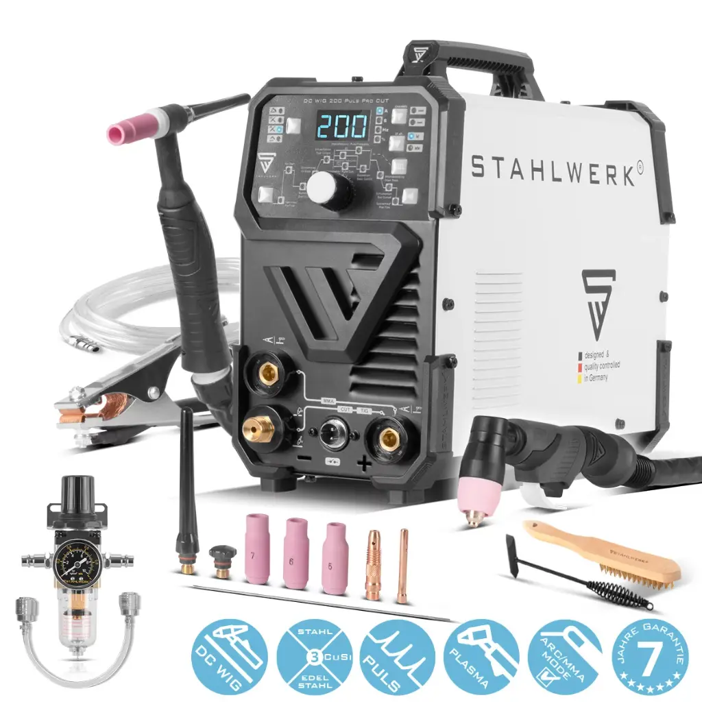 STAHLWERK Kombi-Schweißgerät DC WIG 200 Puls Pro CUT 4-in-1