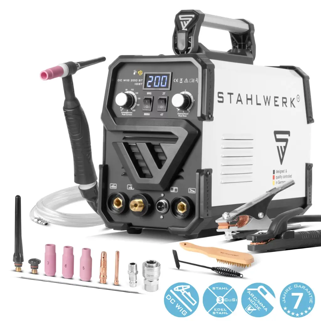 STAHLWERK Schweißgerät DC WIG 200 ST IGBT mit 200 Ampere und MMA E-Hand