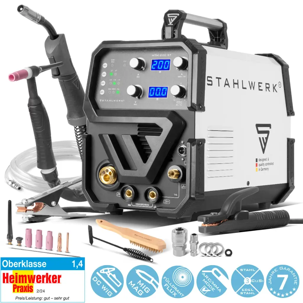 STAHLWERK Kombi-Schweißgerät MTM-200 ST 3-in-1 mit 200 A synergischer Drahtvorschub