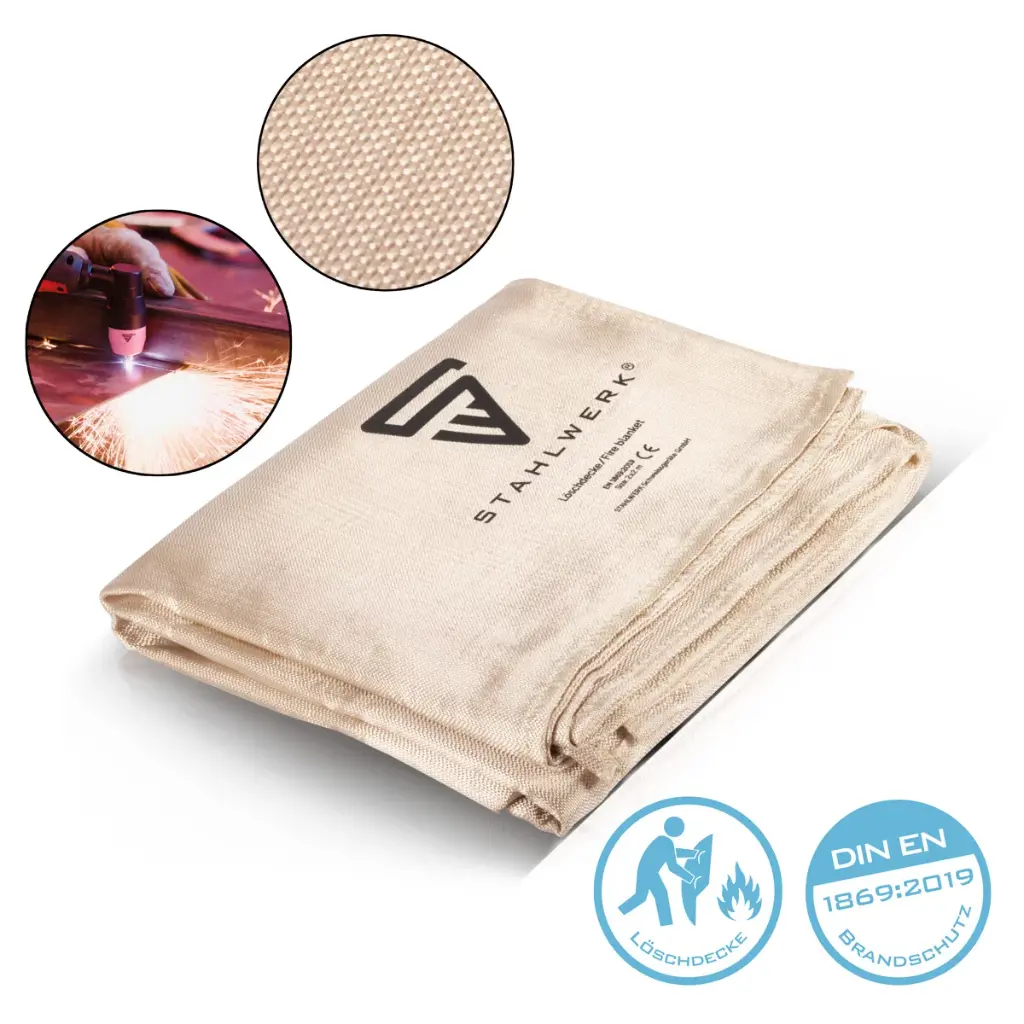 STAHLWERK Löschdecke 200 x 200 cm Fiberglas DIN EN 1869:2019 Brandschutzdecke | Feuerschutzdecke | Feuerlöschdecke | Feuerschutzdecke | Schweißerdecke 