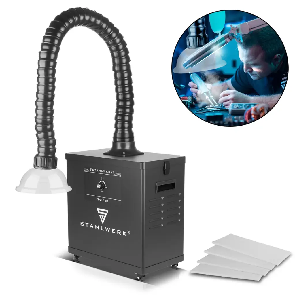 STAHLWERK Rauchabsaugung FE-210 ST mit 3-fach-Filter und 210 W Absauganlage