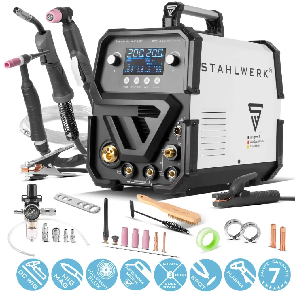 STAHLWERK Kombi-Schweißgerät CTM-250 ST Digital 5-in-1 Inverter mit 200 A