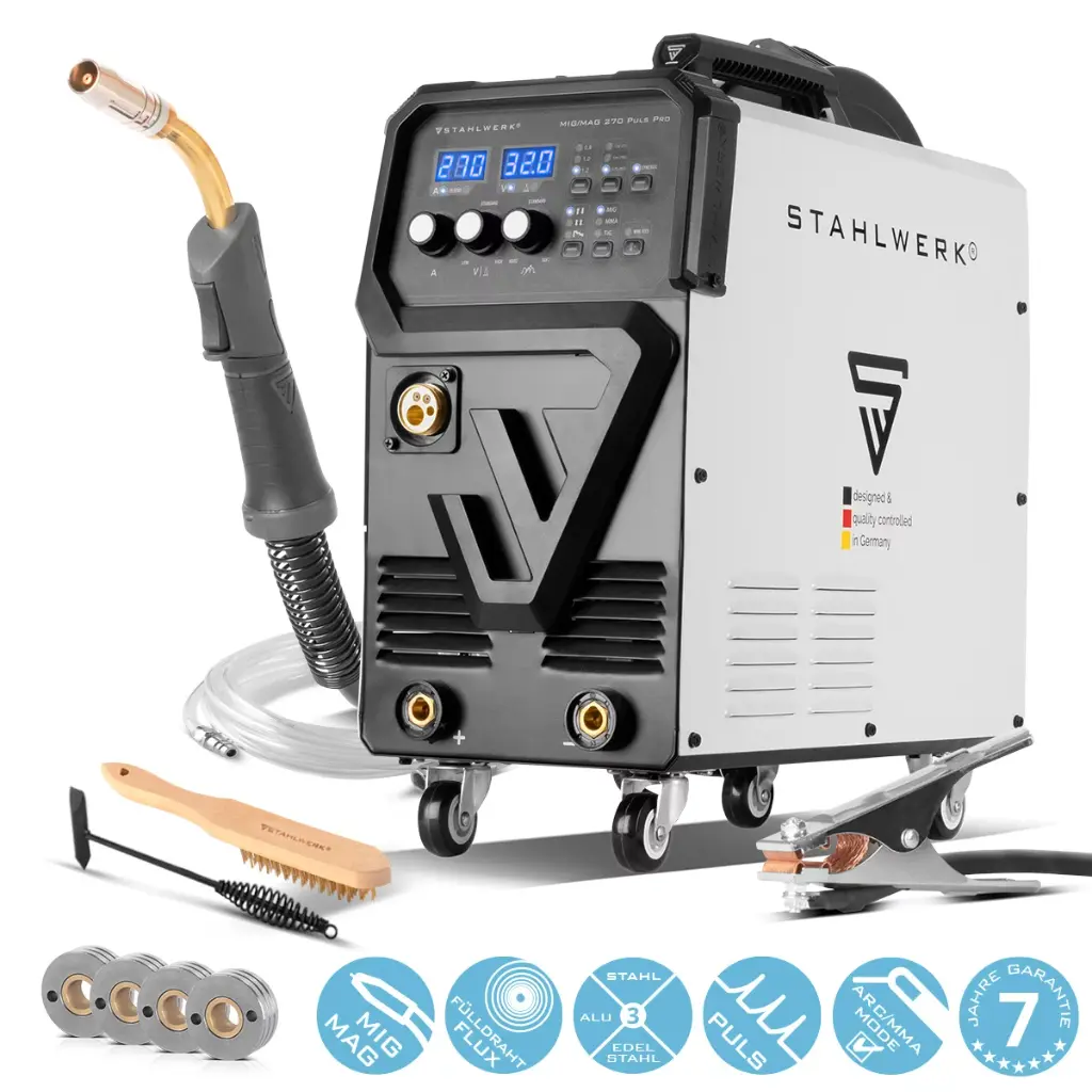 STAHLWERK Schweißgerät MIG 270 Puls Pro 4-in-1 Schweißgerät Pulsfunktion 270 A