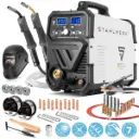 STAHLWERK MIG MAG 200 Puls Pro IGBT Schutzgas Schweißgerät Vollsynergisches 5 in 1 Kombigerät mit echten 200 Ampere inklusive AK25/MB25 Alu-Schweißbrenner, Verschleißteile-Set für Aluminium-Schweißen 