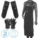 STAHLWERK Schweißerschutzkleidung Set mit Schweißerschürze, Schweißerärmeln und Schweißerhandschuhen PSA zum Schweißen und Plasmaschneiden 